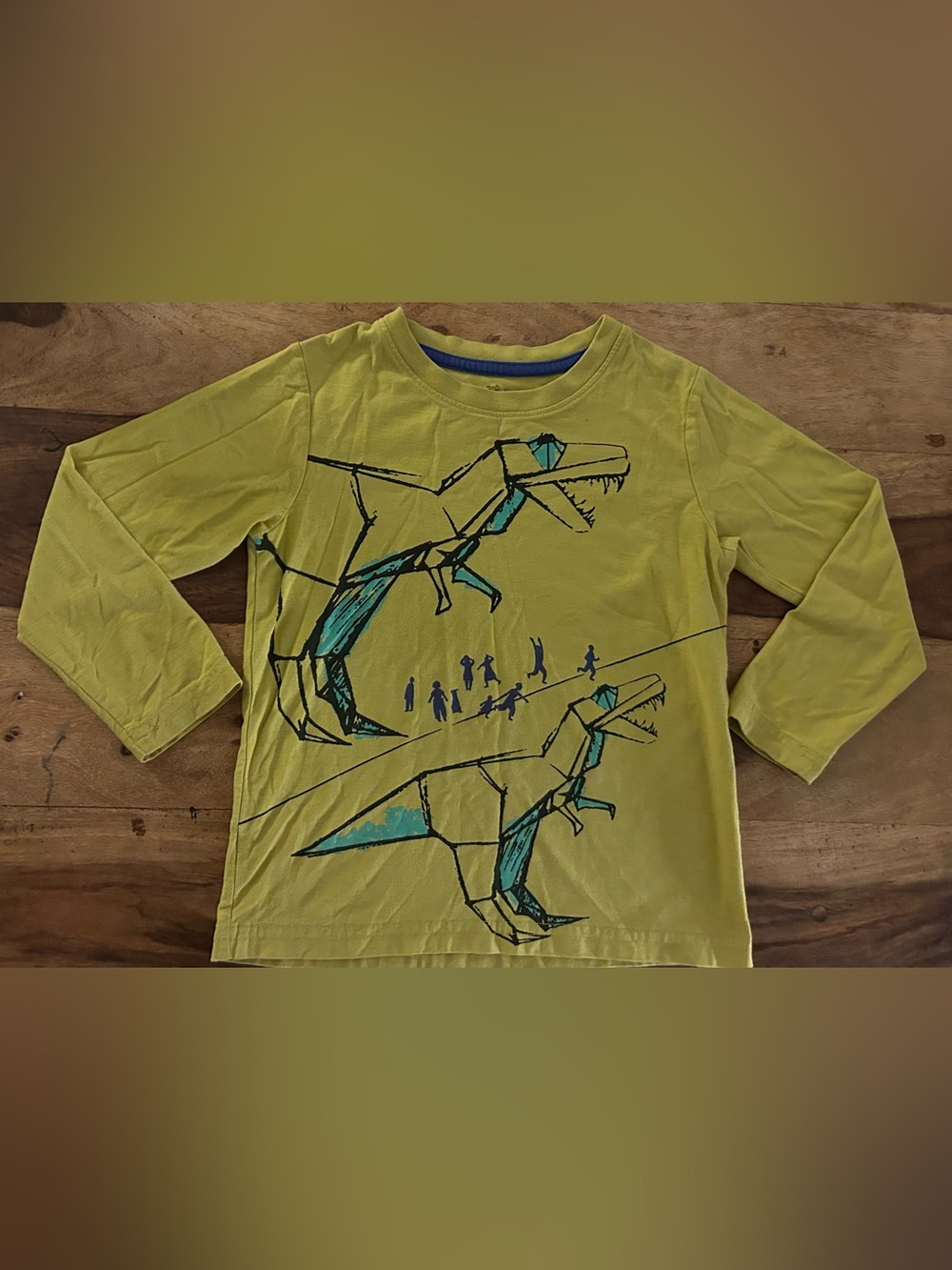 Tea Collection Lime Long Sleeve Tee with Blue Dino Sketches